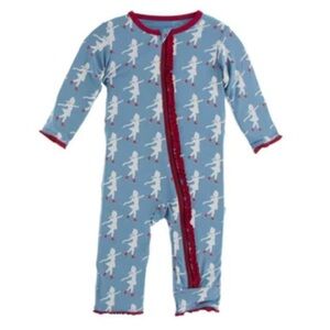 Kickee Pants Blue Baby Onesie with Red Trim 12-18 Mnths